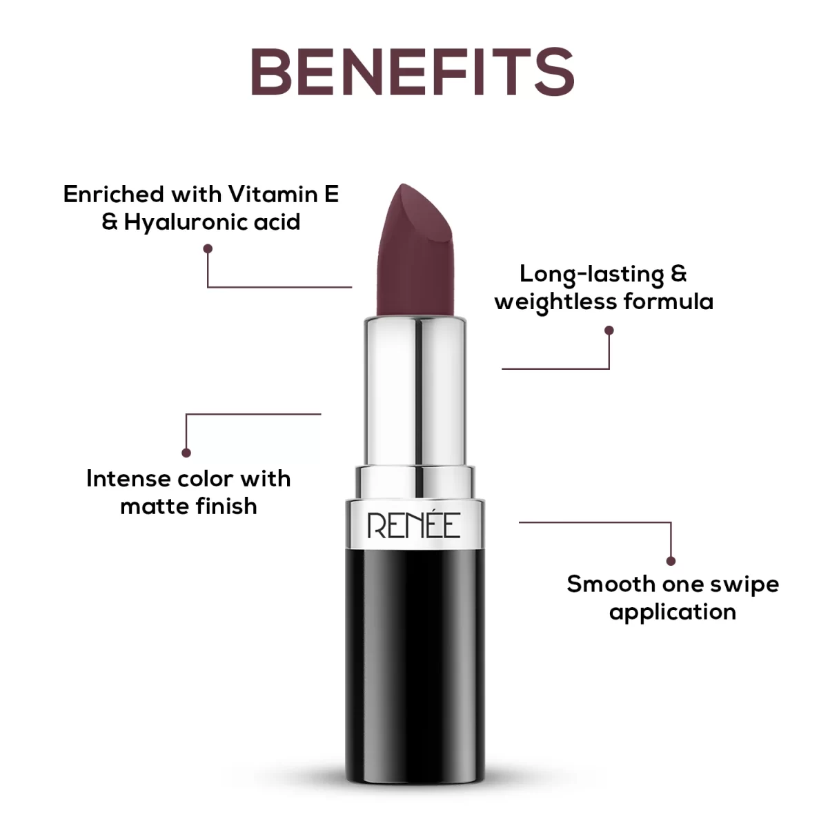 Renee Stunner Matte Lipstick, 4gm Merlot Mystry B