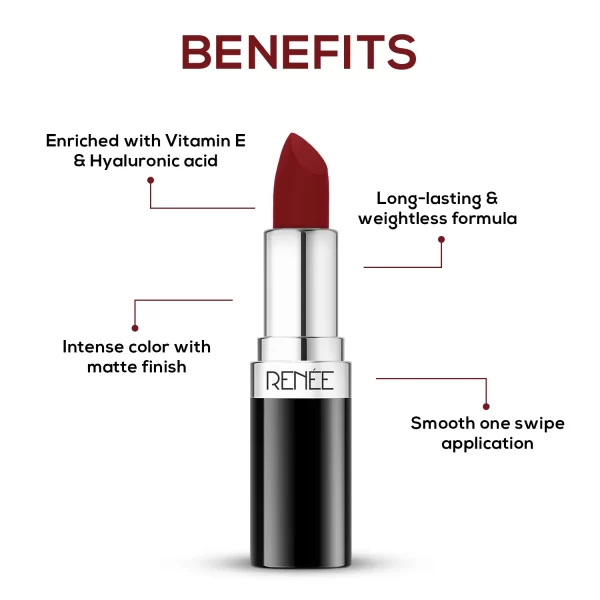 Renee Stunner Matte Lipstick, 4gm Red Hawt B