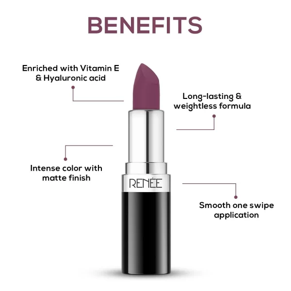 Renee Stunner Matte Lipstick, 4gm Your Highness B