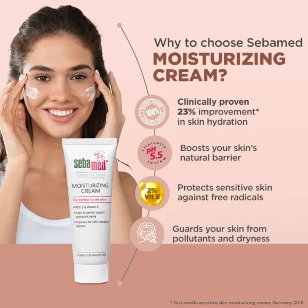 Sebamed Moisturizing Cream, Ph 5.5, Normal To Dry Skin, With 2% Vitamin E, Prevents Premature Aging1