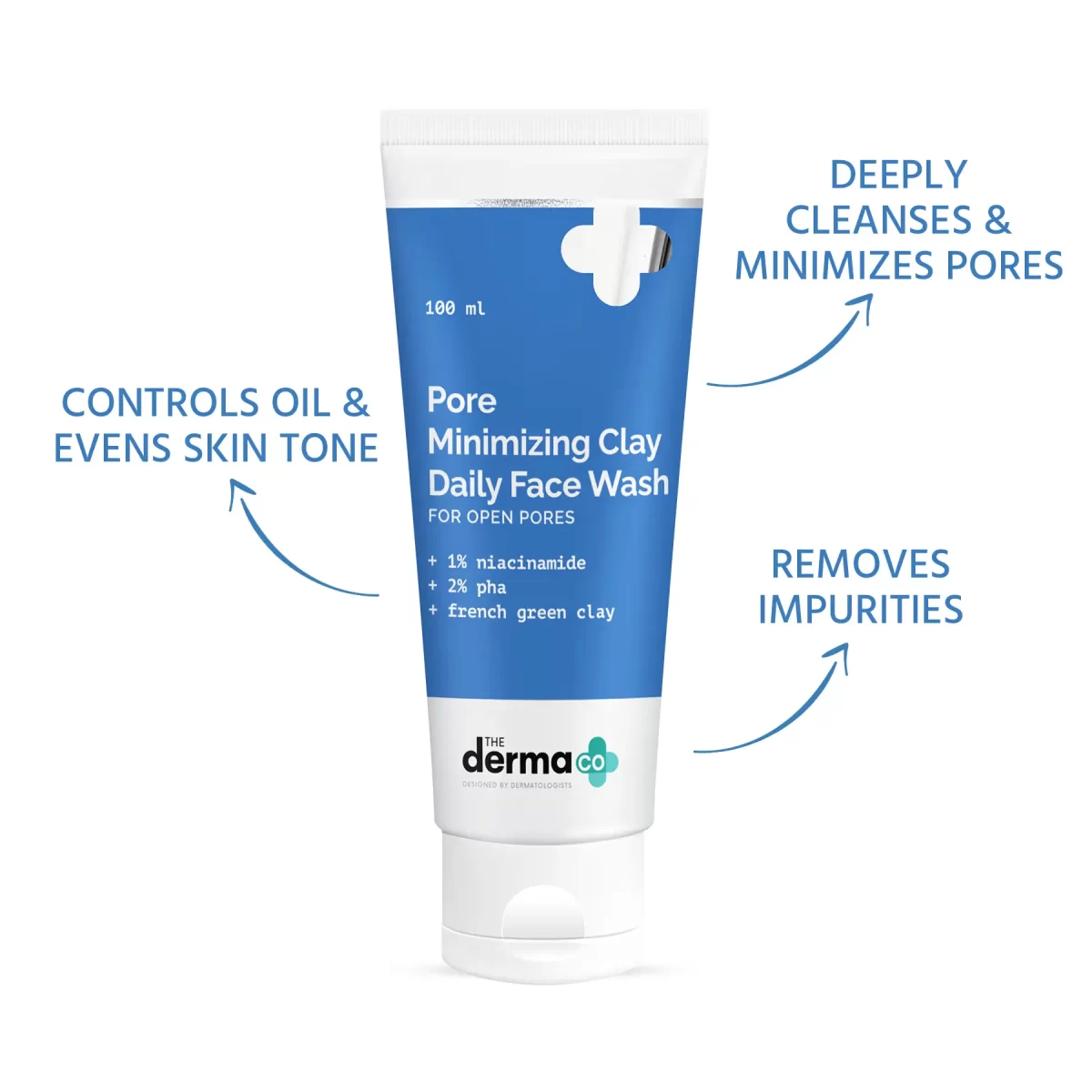 The Derma Co. Pore Minimizing Face Wash With Clay, 1% Niacinamide & 2% Pha For Open Pores3