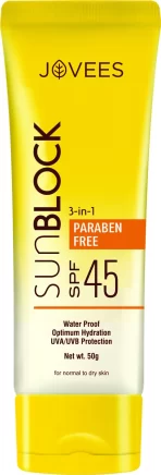 Jovees Herbal Sun Block Sunscreen Spf 45 For Normal To Dry Skin Uvauvb Protection, Moisturization1