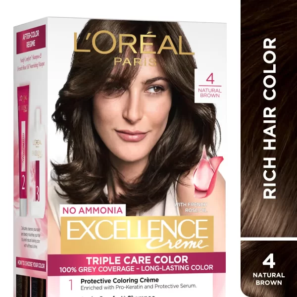 L'oreal Paris Excellence Creme Triple Care Hair Color 4 Natural Brownn