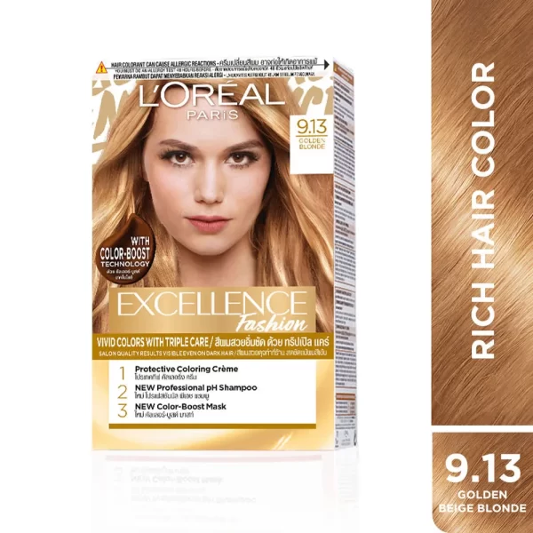 L'oreal Paris Excellence Fashion Hair Color Shade 9.13 Golden Beige Blonde1