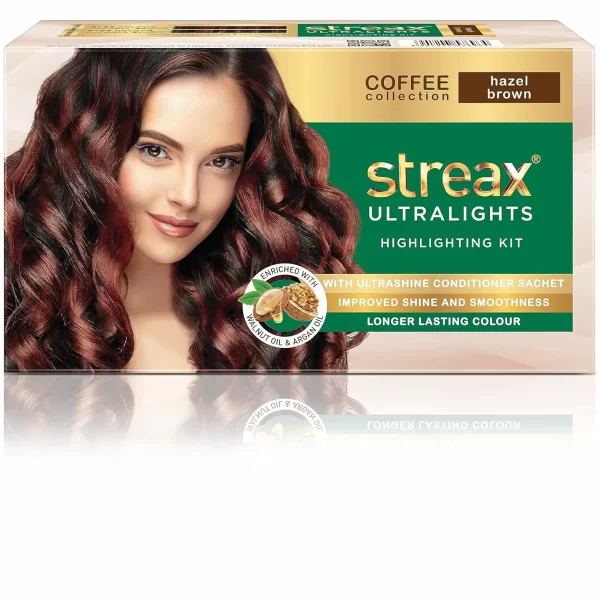 Streax Ultralights Hair Colour Highlight Kit Brown Hair Colour, Hazel Brown