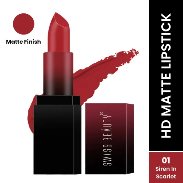 Swiss Beauty Hd Matte Lipstick 01 Siren In Scarlet