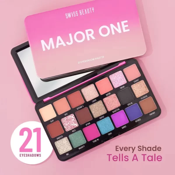 Swiss Beauty Major One 21 In 1 Eyeshadow Palette With Highly Blendable Metallics & Shimmers Shades2