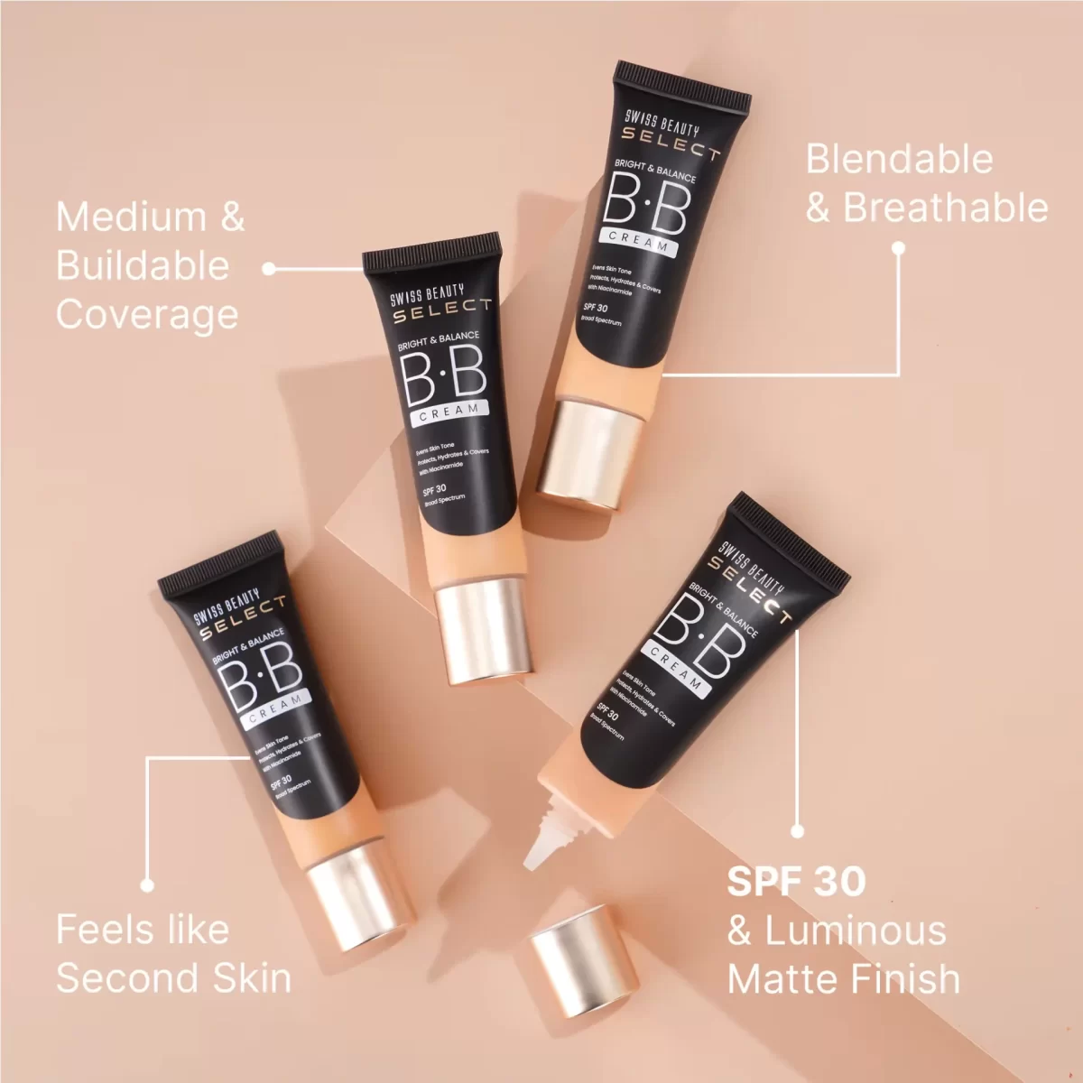 Swiss Beauty Select Bright & Balance Bb Cream With Niacinamide 5 Radiant Honey3