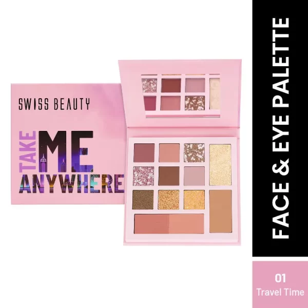 Swiss Beauty Take Me Anywhere Face & Eye Palette 9 Eyeshadow 1 Travel Time1