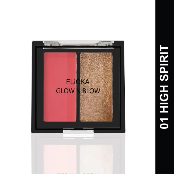 Flicka Glow N Blow Blusher And Highlighter 01 High Spirit