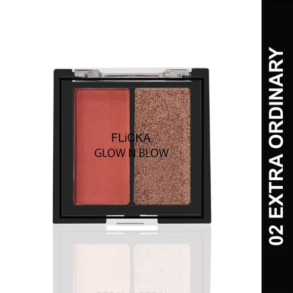 Flicka Glow N Blow Blusher & Highliter 02 Extra Ordinary1