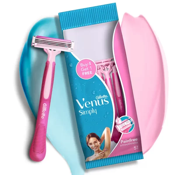 Gillette Venus Simply Venus Pink Hair Removal For Women 5 Razors (b4g1)1