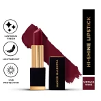 Manish Malhotra Hi Shine Lipstick Long Lasting, Uvb Protected, Glossy Finish Vintage Wine