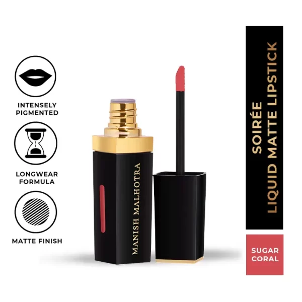 Myglamm Manish Malhotra Soiree Matte Liquid Lipstick 08 Sugar Coral