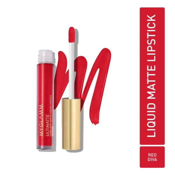 Myglamm Ultimatte Long Stay Matte Liquid Lipstick Red Diva3