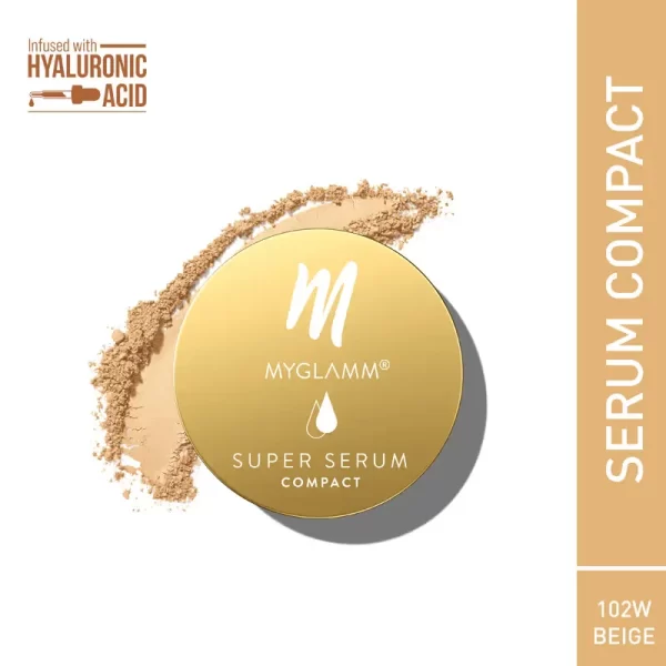 Myglamm Super Serum Compact Powder Skin Perfecting Powder With Hyaluronic Acid 102w Beige2