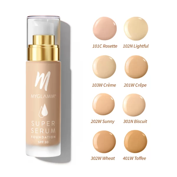 Myglamm Super Serum Foundation Long Lasting, Water Resistant, With Spf 30 103w1