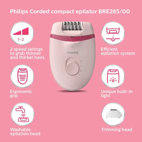 Philips Bre28500 Compact Epilator With Opti Light For Legs, Arms & Underarms Corded2