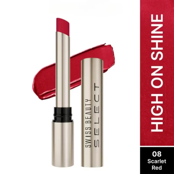 Swiss Beauty Select High On Shine Lipstick 8 Scarlet Red