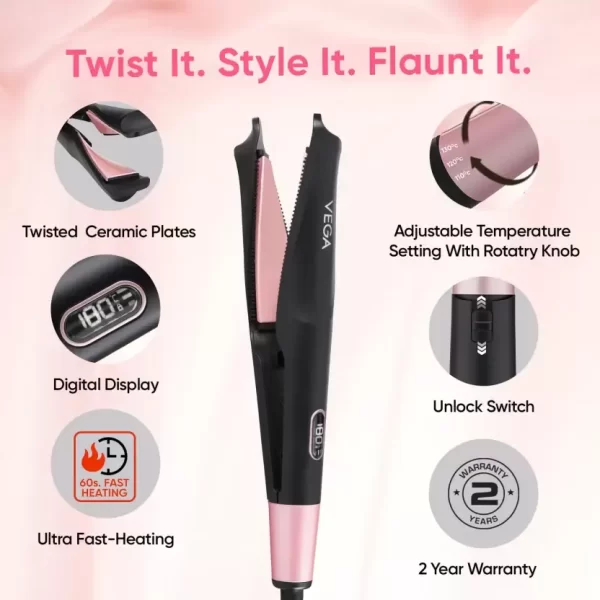 Vega Glam Up 2 In 1 Twisted Hair Straightener And Curler Vhsc 05 Hair Styler 1