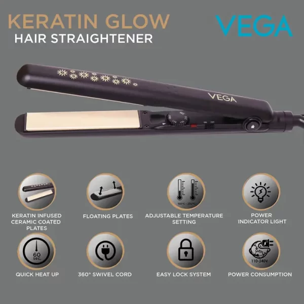 Vega Vhsh 20 Keratin Glow Flat Hair Straightener2