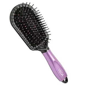 Vega Cushioned Hair Brush (india's No.1 Hair Brush Brand) With Cleaning Comb For Men And Women (e18 Cb)