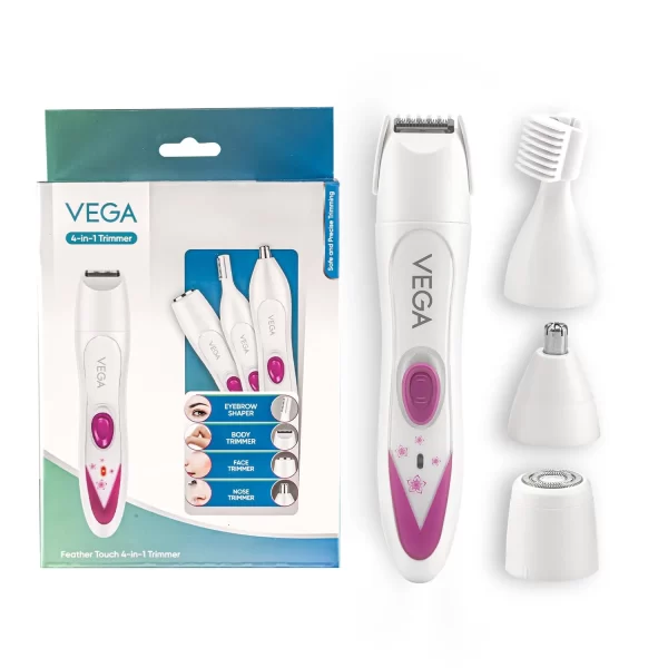 Vega Feather Touch 4 In 1 Trimmer For Women With Rechargeable Cordless, 60min Runtime, Suitable For Trimming Eyebrows, Nose, Face & Bikini Area5