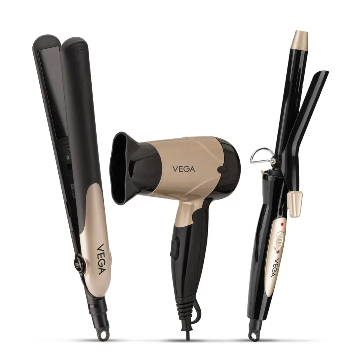 Vega Miss Versatile Styling Set Straightener, Curler & Dryer Gift Combo For Women, 1000w Hair Dryer With 2 Headspeed Setting, Hair Straightener & Curler Comes With Ceramic Coated, (vhss 03)1