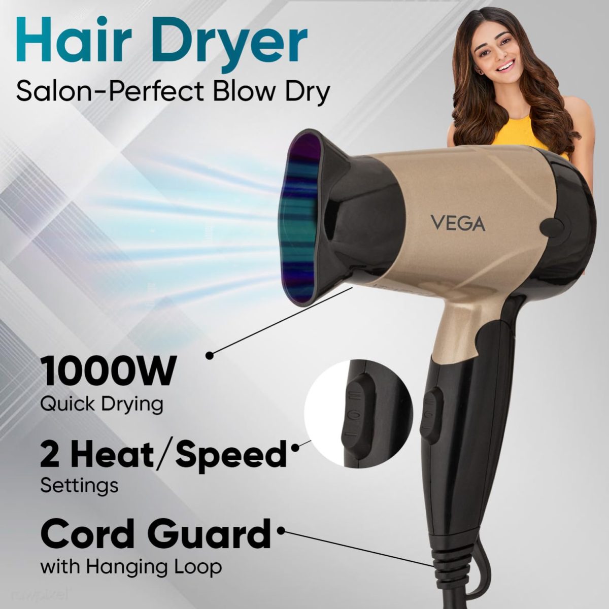 Vega Miss Versatile Styling Set Straightener, Curler & Dryer Gift Combo For Women, 1000w Hair Dryer With 2 Headspeed Setting, Hair Straightener & Curler Comes With Ceramic Coated, (vhss 03)4