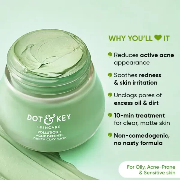 Dot & Key Anti Acne Salicylic Green Clay Face Mask For Dark Spots Redution & Balances Oil & Sebum2