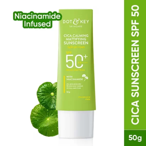 Dot & Key Cica Calming Mattifying Sunscreen Niacinamide Spf 50+ Pa++++ For Oily Acne Prone & Sensitive Skin