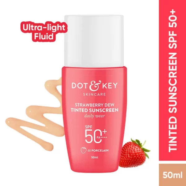 Dot & Key Strawberry Dew Tinted Sunscreen Spf 50+ Pa++++ With Niacinamide 01 Porcelain