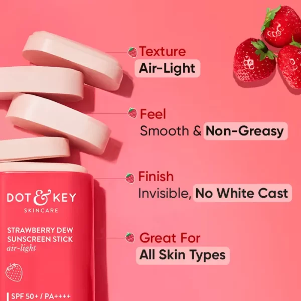 Dot & Key Strawberry On The Go Spf 50 Sunscreen Stick Pa+++ For Uvab Blocks2