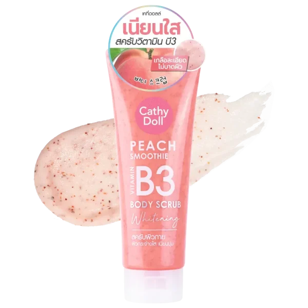 Cathy doll peach smoothie vitamin b3 body scrub whitening 320g
