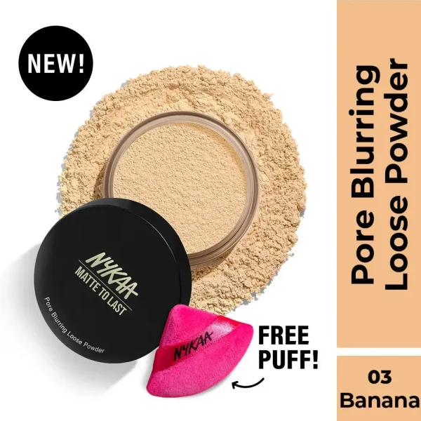 Nykaa cosmetics matte to last pore blurring loose powder banana 03