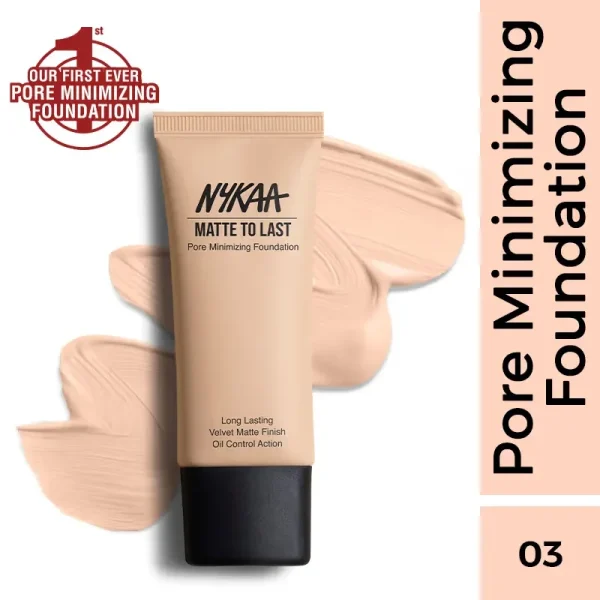 Nykaa cosmetics matte to last pore minimizing foundation 03p light