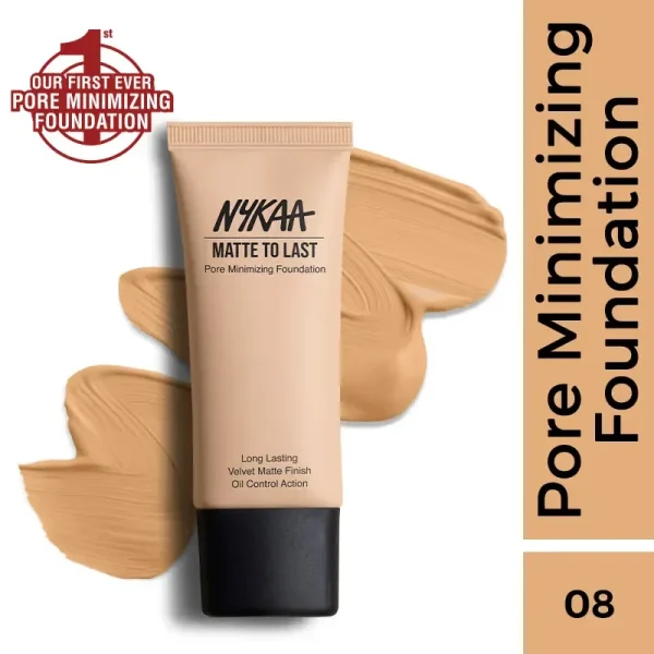 Nykaa cosmetics matte to last pore minimizing foundation 08y medium