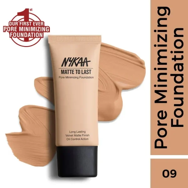 Nykaa cosmetics matte to last pore minimizing foundation 09n tan
