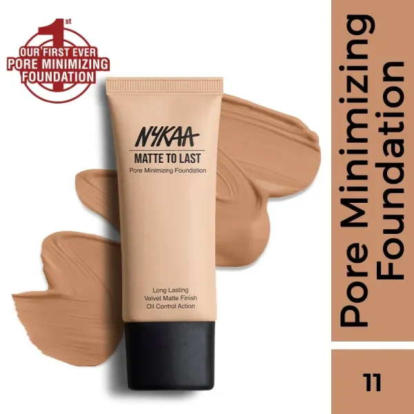 Nykaa cosmetics matte to last pore minimizing foundation 11p tan