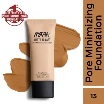 Nykaa cosmetics matte to last pore minimizing foundation 13p deep