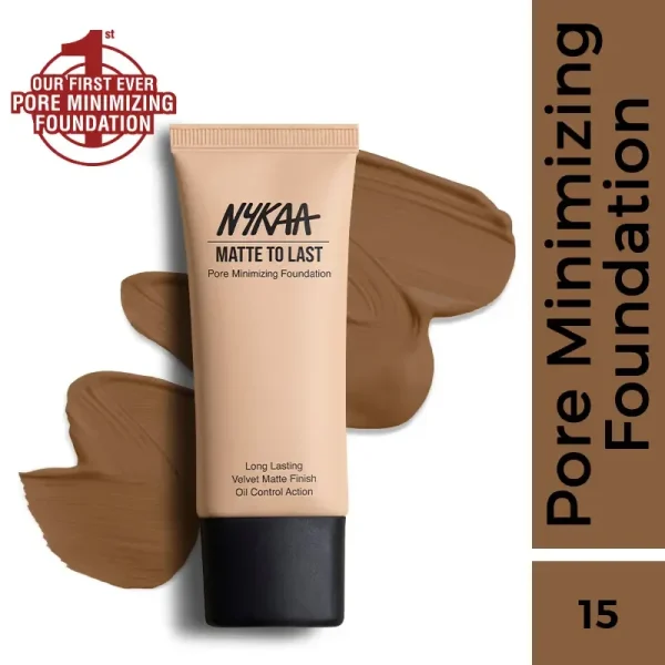 Nykaa cosmetics matte to last pore minimizing foundation 15n deep
