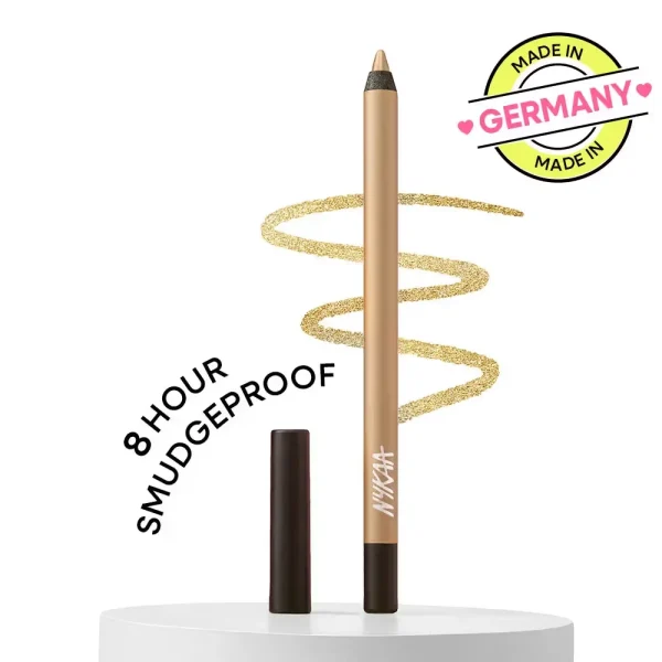 Nykaa glamoreyes waterproof & smudgeproof shimmer eye pencil golden fleur (gold)