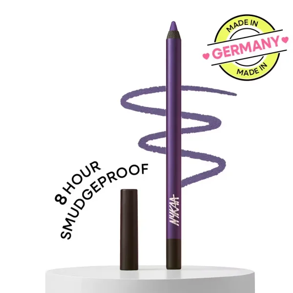 Nykaa glamoreyes waterproof & smudgeproof shimmer eye pencil violet wizard (deep purple)