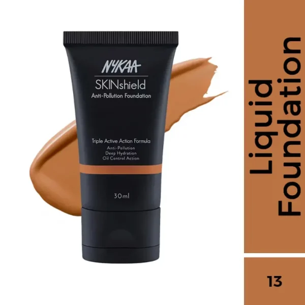Nykaa skinshield anti pollution matte foundation for oily skin foxy chestnut 13