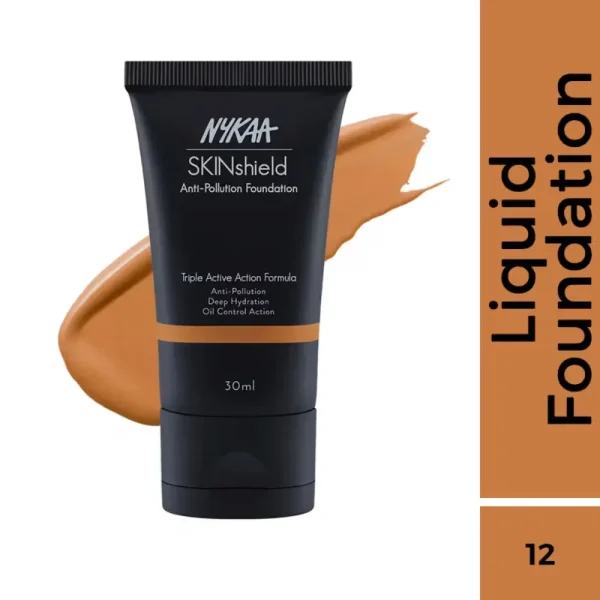 Nykaa skinshield anti pollution matte foundation for oily skin true toffee 12